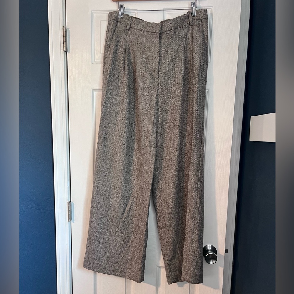 H&M Gray Wide Leg Pants Elegant Office Wear